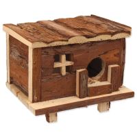 Maisonette pour petits animaux Cabane en bois avec écorce 18x13x13,5cm