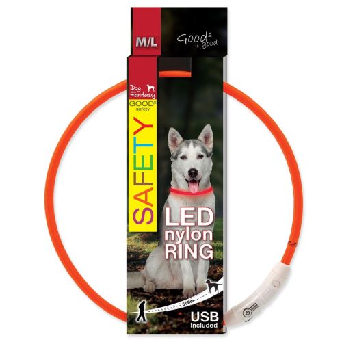 Halsband DOG FANTASY LED nylon orange M-L 1 Stück