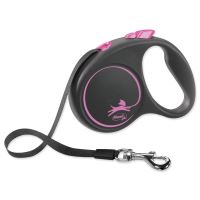 Laisse Flexi Black Design ruban S rose 5m