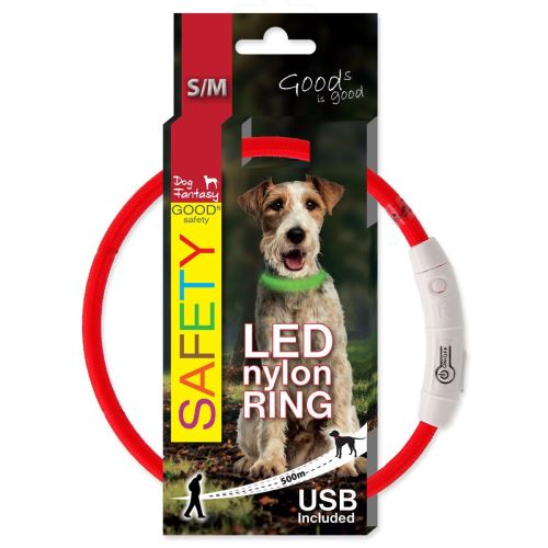 Halsband DOG FANTASY LED nylon rot S-M 1 Stück